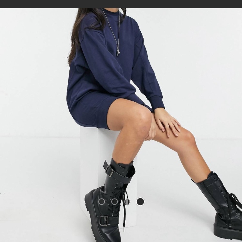 ASOS DESIGN oversized navy sweatshirt dress